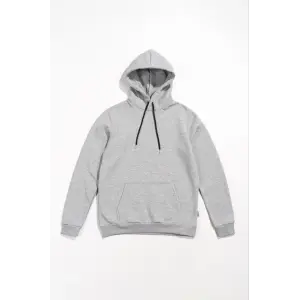 Kadın Kapüşonlu Kanguru Cepli 3 İplik Pamuklu Oversize Hoodie Sweatshirt -  Gri