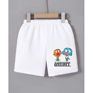 Kadın Beli Lastikli Baskılı Mini Şort - Beyaz