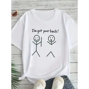 Kadın T-Sirt  Ive Got Your Back Baskılı Kısa kol Tişört - Beyaz