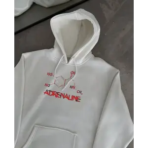 Kadın Oversize Kapüşonlu Cepli Baskılı 3 İplik Pamuklu Hoodie Sweatshirt - Beyaz