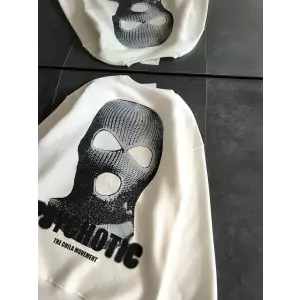 Kadın 3 iplik Kışlık Bisiklet Yaka Baskılı SweatShirt - Beyaz