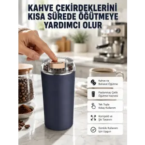 Kahve ve Baharat Öğütücü Kolay Temizlenebilir Paslanmaz Çelik Taşınabilir