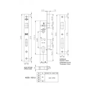 Kale 153 U 25 mm Dilli Silindirli Kilit