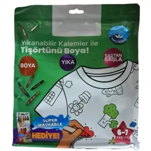 Kalem Hediyeli Boyanabilir Tişört 6-7 Yaş