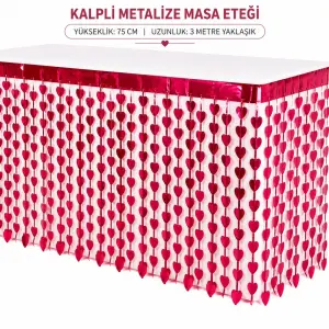 Kalpli Metalize Masa Eteği Kırmızı 75x300 Cm Bx40