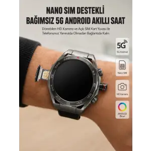Kameralı 5G Android Akıllı Saat AMOLED Ekran Wi-Fi GPS SIM Kart Destekli