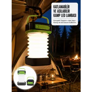 Kamp Lambası Katlanabilir Lamba Solar Şarjlı Led Lamba El Fenerli Yeni Nesil