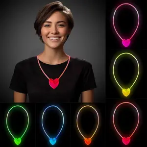 Karanlıkta Yanan Glow Kalp Şekilli Kolye 6 Renk 6 Adet Bx40