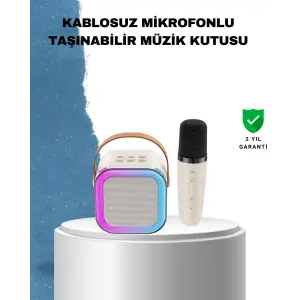 Karaoke Mikrofon Hoparlör Seti 6 Saat Kullanım Süresi