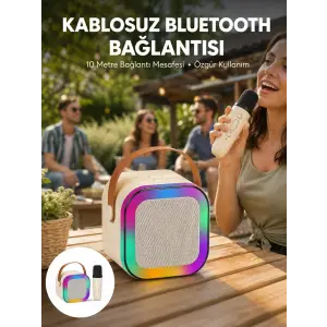 Karaoke Mikrofon Hoparlör Seti 6 Saat Kullanım Süresi Yeni Nesil