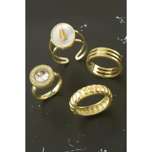 Karışık Lüks Zirkon Taşlı Çelik Yüzük 1 Adet