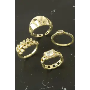 Karışık Lüks Zirkon Taşlı Çelik Yüzük 1 Adet