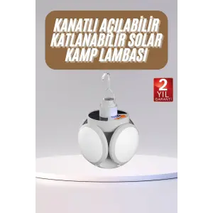 Katlanabilir Askılı Kamp Lambası 5 Kanatlı Pratik Güneş Enerjili