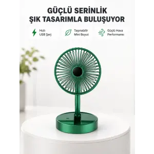 Katlanabilir Mini Fan – 3 Kademeli Soğutma, Şarjlı