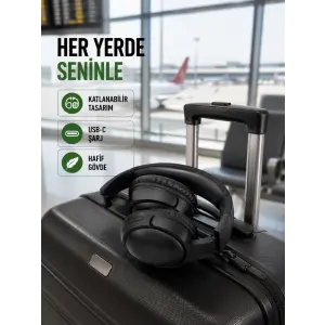 Katlanabilir USB-C Şarjlı Bluetooth Kulaklık