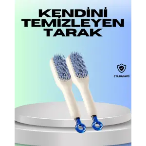 Kendini Temizleyen Ergonomik Saç Tarağı – ABS Gövde, Silikon Diş