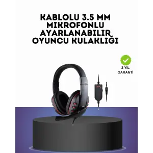 Kırmızı Gaming Headset Mikrofonlu Sağlam Kablolu Konforlu