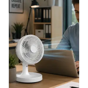 Kompakt Mini Fan Otomatik Salınımlı Sessiz Masaüstü Vantilatör