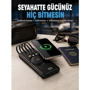 Kompakt Tasarım, Güçlü Performans – 10000mAh Kablosuz Powerbank