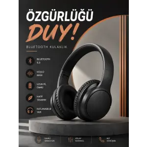 Kulak Üstü Bluetooth Kulaklık Ayarlanabiilir Uzun Pil Ömrü Kablosuz 5.0 Bluetooth