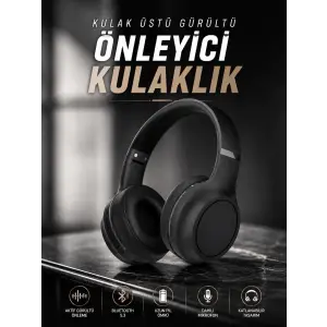 Kulak Üstü Kablosuz Bluetooth Kulaklık Gürültü Önleyici Ayarlanabilir