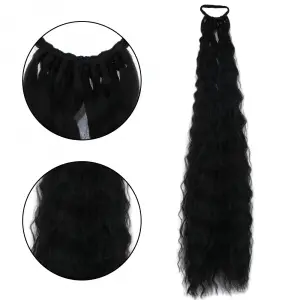 Lastik Tokalı At Kuyruğu Kabarık Afro Daalı  / Siyah