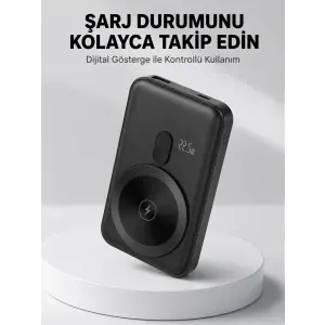 LCD Ekranlı Kablosuz Powerbank Type C ve USB Çıkışlı Yeni Nesil