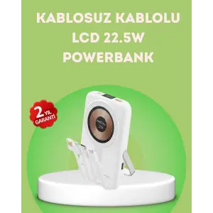 LCD Göstergeli Manyetik Powerbank Type C USB Girişli