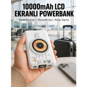 LCD Göstergeli Manyetik Powerbank Type C USB Girişli Yeni Nesil