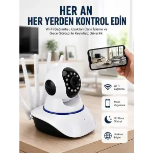 LED Aydınlatmalı 5 Antenli Motorlu 1080P Wifi Kamera Sensörlü Yeni Nesil