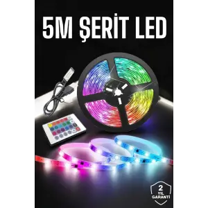 Led Işık 5 Metre Şerit Led RGB Işıklı
