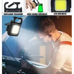 LED Işıklı Flash Özellikli 4 Modlu  Anahtarlık El Feneri