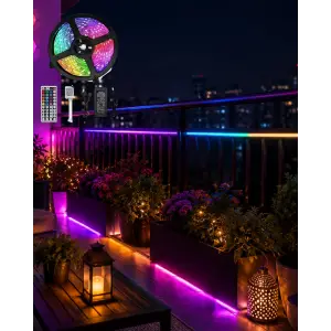 LED Strip RGB 5 Metre Çok Renkli Kumandalı Şerit Led Işık Seti
