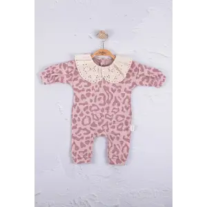 Leopar Dama Desenli % 100 Pamuk Kız Bebek Tulum