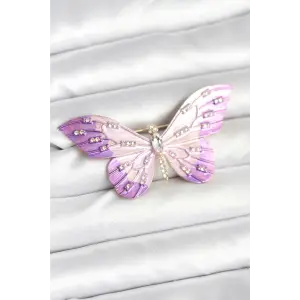 Lila Renk Kelebek Model Broş