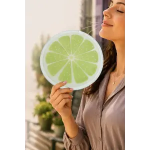 Limon Desenli Kore Yelpaze