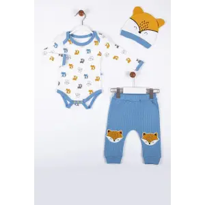 Little Fox Desenli 3lü % 100 Pamuklu Erkek Takım