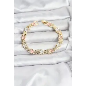 Lotus Model Pirinç Gold ve Pembe Renk Kadın Bileklik