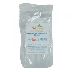 Lüks Çatal Sert Plastik Şeffaf 50 Adet 1 Paket