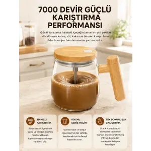 Manyetik Karıştırıcı Kupa – 400 ml, C Tipi Şarjlı, Akıllı Tasarım Yeni Nesil