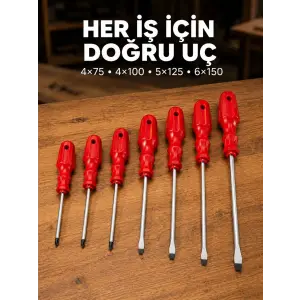 Manyetik Uçlu 7 Parça Tornavida Seti Düz ve Yıldız Tornavida