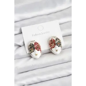 Maske Model Pirinç Kadın Küpe