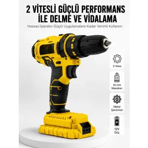 Matkap Seti 24 Parça Çift Bataryalı Darbeli Led Işıklı Vidalama