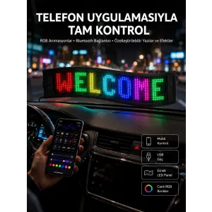 Matrix Led Cama Yapışan Telefon Kontrollü Panel Dijital Ekran Kumandalı