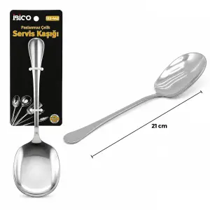 Metal Servis Kaşığı - 21 cm - Krom Renk