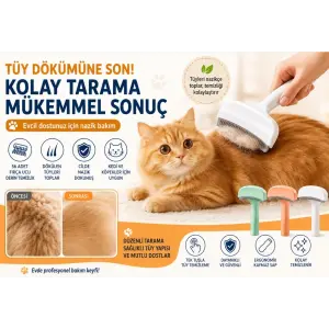Metal Uçlu Evcil Hayvan Tüy Toplama Tarağı