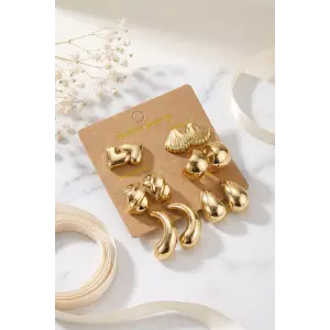 Metalik Kaplama Gold Renk CCB 6 Çift Kadın Küpe Seti