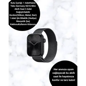 Mini Series 10 Akıllı Saat | 3 Kordon + Bileklik Hediyeli, Tüm Telefonlarla Uyumlu