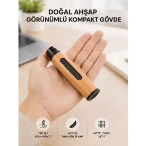 Mini Taşınabilir Küllük 3 Farklı Uç Seçenekli Ahşap Görünümlü Pratik Kullanım