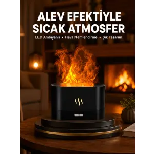 Kumandalı Alev Görünümlü LED Hava Nemlendirici Buhar Makinesi Yeni Nesil